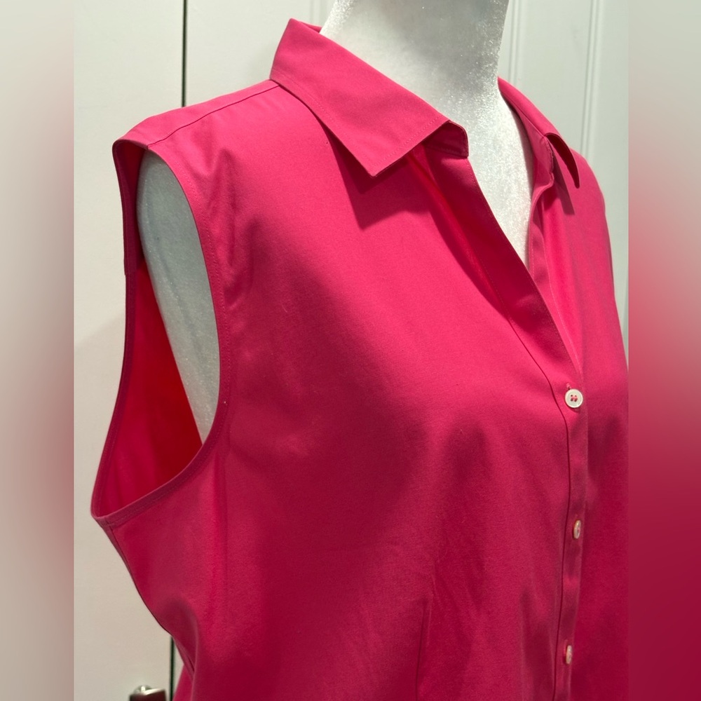 Talbots Sleeveless Button-Front Blouse in Fuchsia - Picture 4 of 8